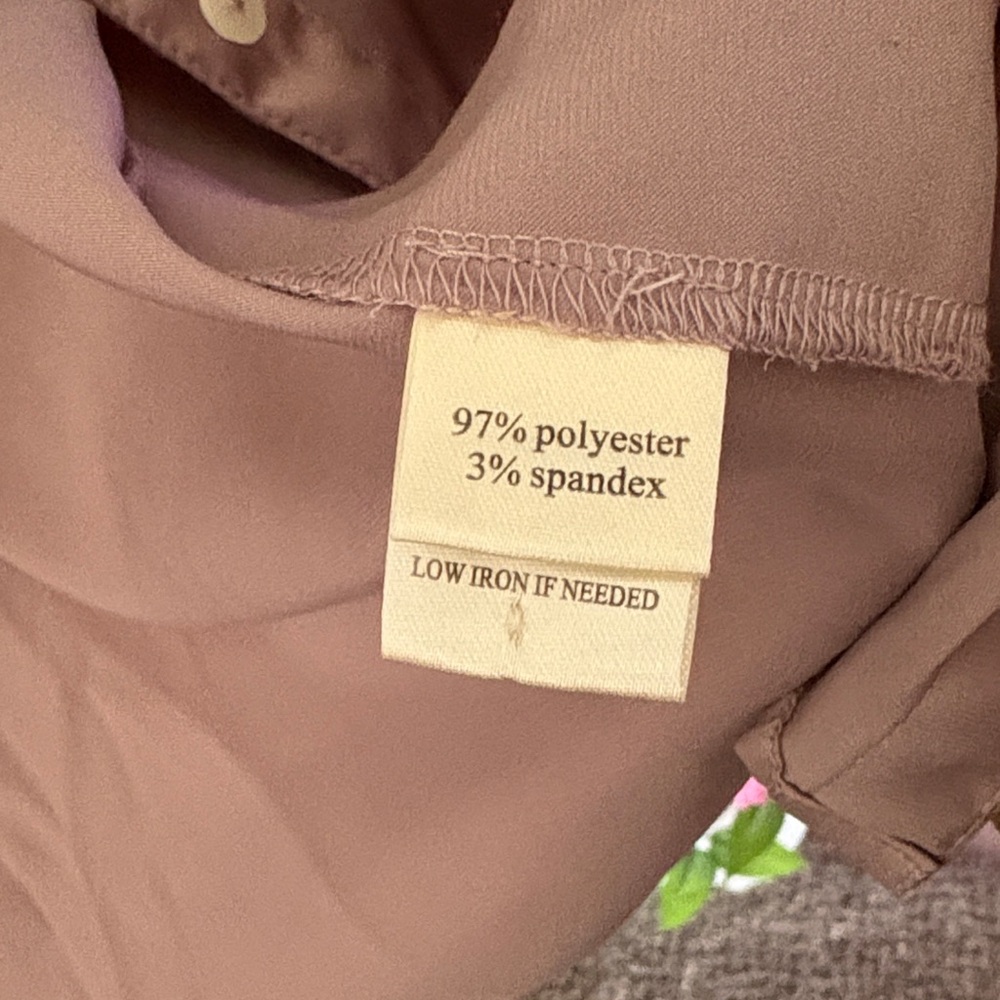 Dylan Women's Casual Taupe/Pink Button Down Shirt - Picture 3 of 5
